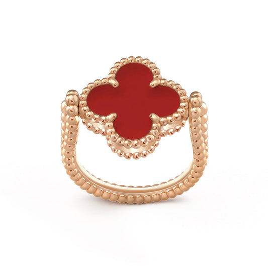 [LuxJewelry]CLOVER RIVERSIBLE PINK GOLD RING