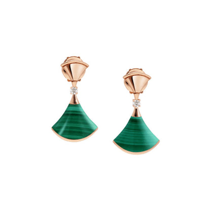 [LuxJewelry]DREAM MALACHITE PINK GOLD EARRINGS