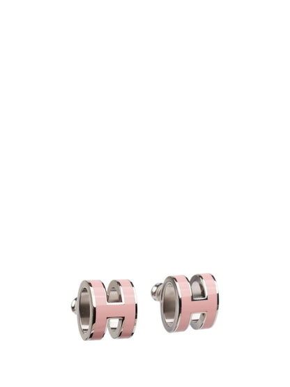 [LuxJewelry]MINI POP H SILVER EARRINGS PINK