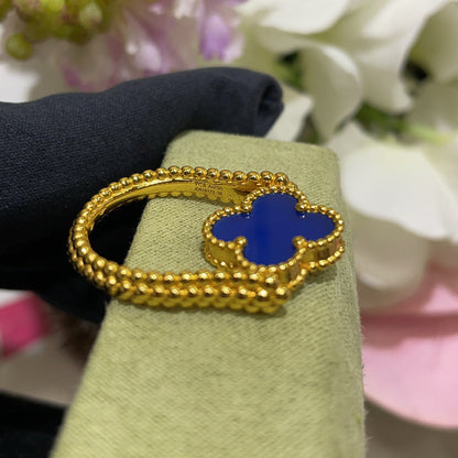 [LuxJewelry]CLOVER RIVERSIBLE BLUE AGATE RING