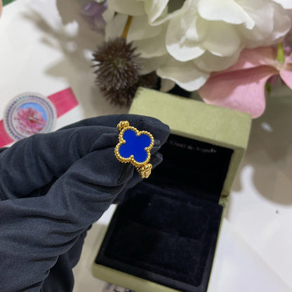 [LuxJewelry]CLOVER RIVERSIBLE BLUE AGATE RING
