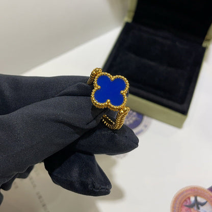 [LuxJewelry]CLOVER RIVERSIBLE BLUE AGATE RING