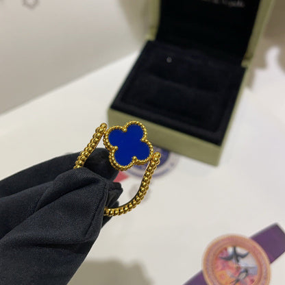 [LuxJewelry]CLOVER RIVERSIBLE BLUE AGATE RING