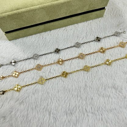[LuxJewelry]CLOVER 6 MOTIF DIAMOND LASER BRACELET