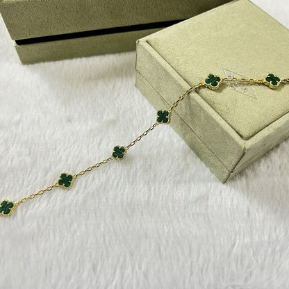 [LuxJewelry]CLOVER 6 MOTIF MALACHITE BRACELET