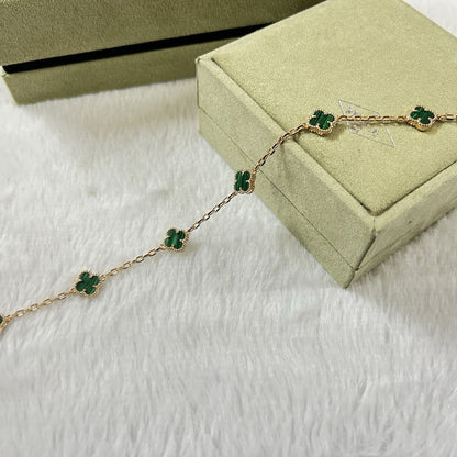 [LuxJewelry]CLOVER 6 MOTIF MALACHITE BRACELET