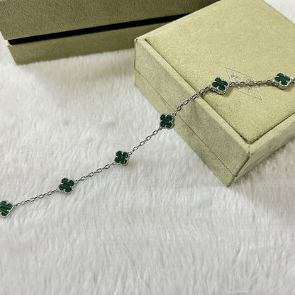 [LuxJewelry]CLOVER 6 MOTIF MALACHITE BRACELET