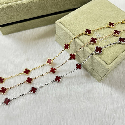 [Top&on]CLOVER 6 MOTIF RED AGATE BRACELET