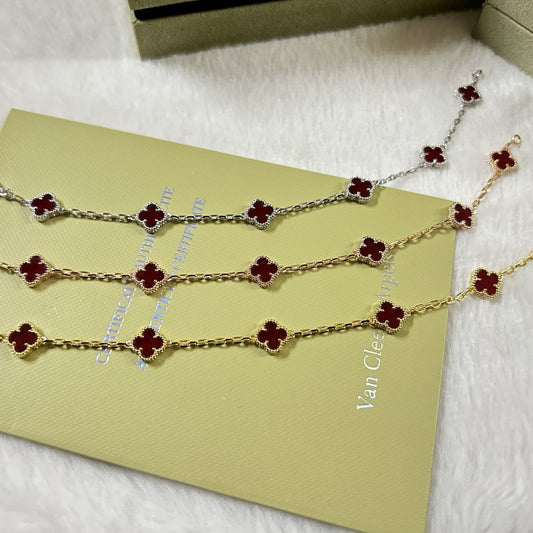 [Top&on]CLOVER 6 MOTIF RED AGATE BRACELET