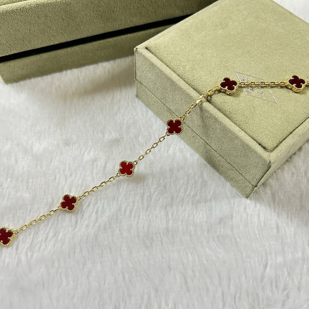 [Top&on]CLOVER 6 MOTIF RED AGATE BRACELET