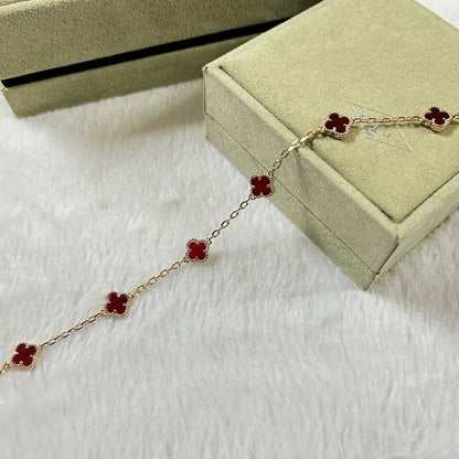 [LuxJewelry]CLOVER 6 MOTIF RED AGATE BRACELET