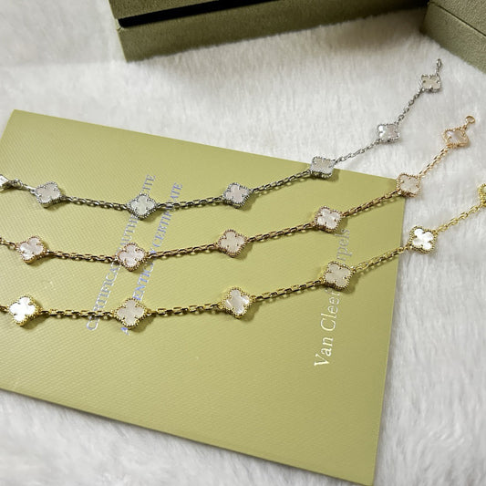 [Top&on]CLOVER 6 MOTIF WHITE MOP BRACELET