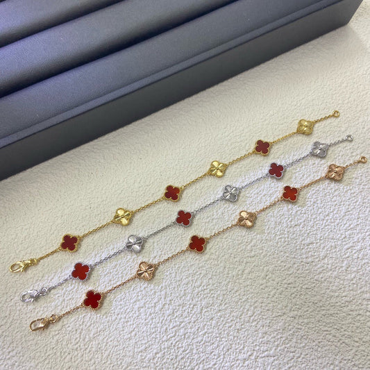 [Top&on]CLOVER 6 MOTIF RED AGATE LASER BRACELET