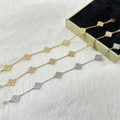 [LuxJewelry]CLOVER 6 MOTIF DIAMOND BRACELET