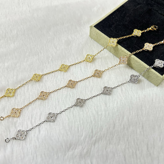 [Top&on]CLOVER 6 MOTIF DIAMOND BRACELET