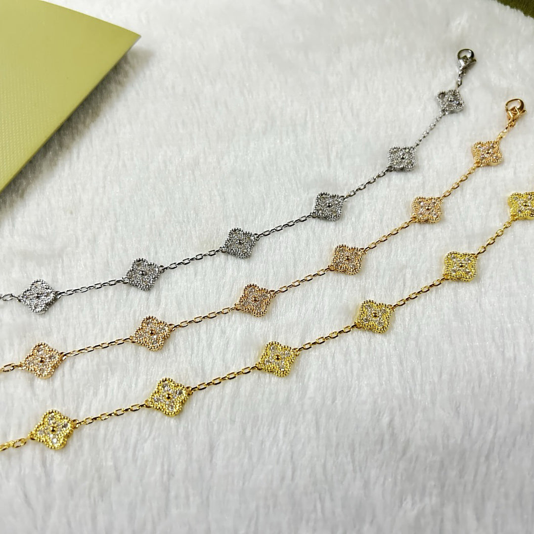 [Top&on]CLOVER 6 MOTIF DIAMOND BRACELET