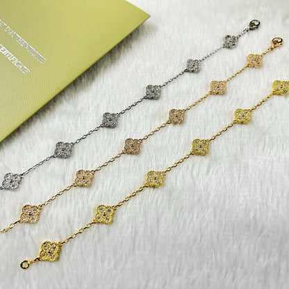 [LuxJewelry]CLOVER 6 MOTIF DIAMOND BRACELET