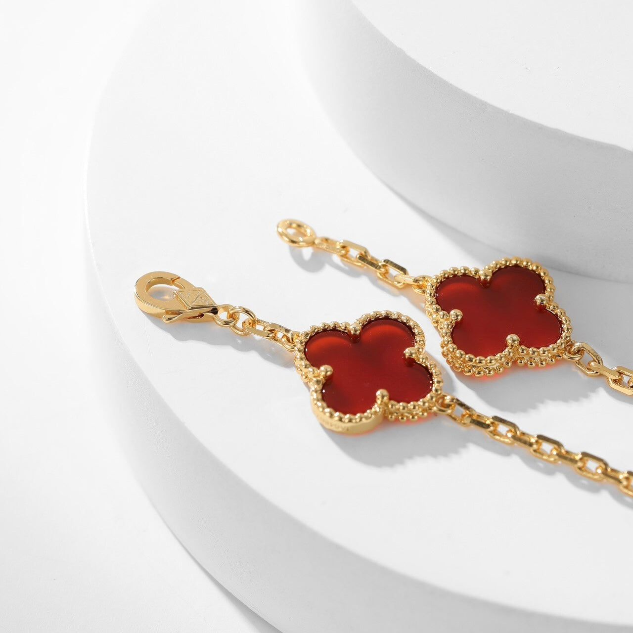 [LuxJewelry]CLOVER 10 MOTIFS CARNELIAN NECKLACE