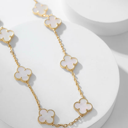 [LuxJewelry]CLOVER 10 MOTIFS WHITE MOTHER OF PEARL NECKLACE
