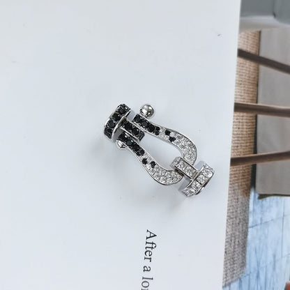 [LuxJewelry]FORCE LARGE HORSESHOE BLACK WHITE DIAMOND BRACELET ROSE GOLD