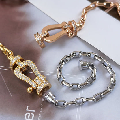 [LuxJewelry]FORCE LARGE HORSESHOE CLASP  METAL BRACELET