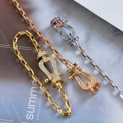 [LuxJewelry]FORCE LARGE HORSESHOE CLASP  METAL BRACELET
