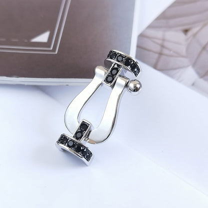 [LuxJewelry]FORCE LARGE HORSESHOE BLACK DIAMOND BRACELET SILVER