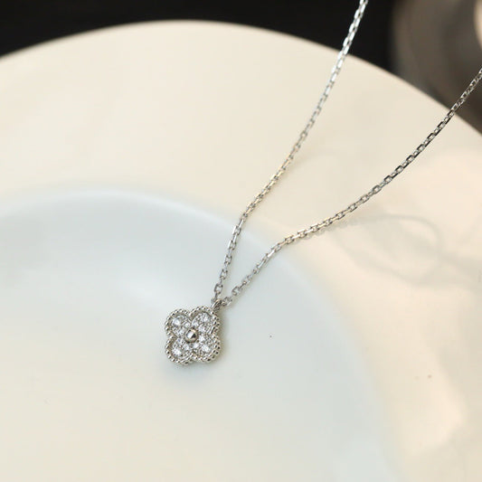 [LuxJewelry]CLOVER MINI 9.5MM PENDANT DIAMOND NECKLACE