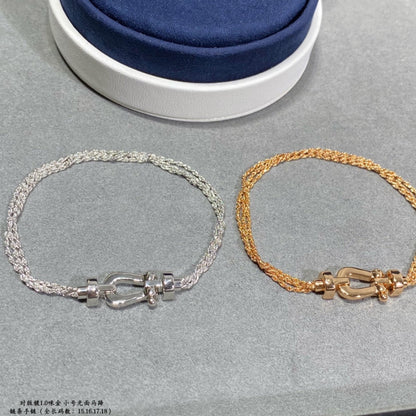 [LuxJewelry]FORCE SMALL HORSESHOE  DIAMOND CHAIN ROPE BRACELET