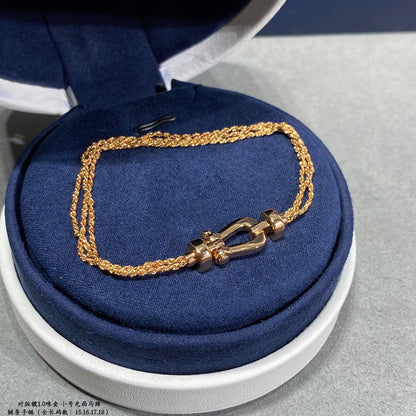 [LuxJewelry]FORCE SMALL HORSESHOE  DIAMOND CHAIN ROPE BRACELET