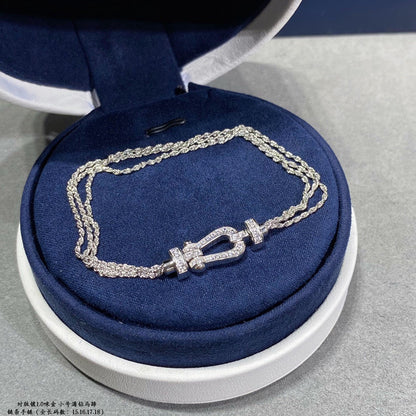 [LuxJewelry]FORCE SMALL HORSESHOE  DIAMOND CHAIN ROPE BRACELET