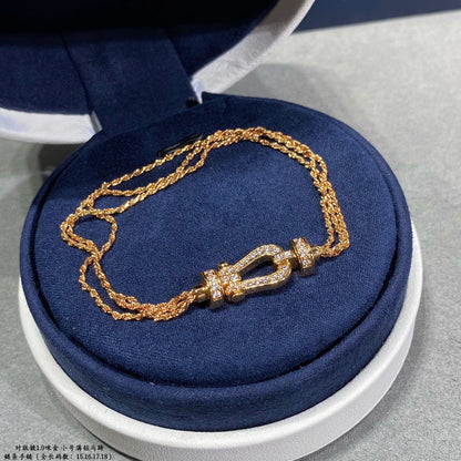 [LuxJewelry]FORCE SMALL HORSESHOE  DIAMOND CHAIN ROPE BRACELET