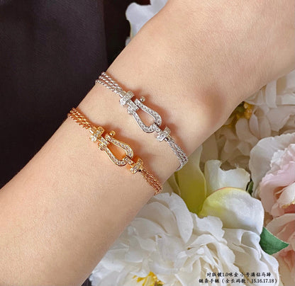 [LuxJewelry]FORCE SMALL HORSESHOE  DIAMOND CHAIN ROPE BRACELET