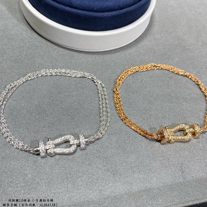 [LuxJewelry]FORCE SMALL HORSESHOE  DIAMOND CHAIN ROPE BRACELET