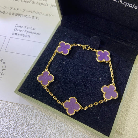 [Top&on]CLOVER  5 MOTIFS  PURPLE VIOLET BRACELET