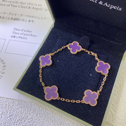 [Top&on]CLOVER  5 MOTIFS  PURPLE VIOLET BRACELET
