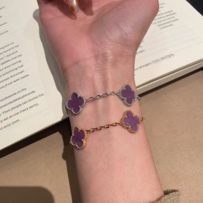 [LuxJewelry]CLOVER  5 MOTIFS  PURPLE VIOLET BRACELET