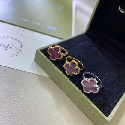 [LuxJewelry]CLOVER  PURPLE VIOLET RING