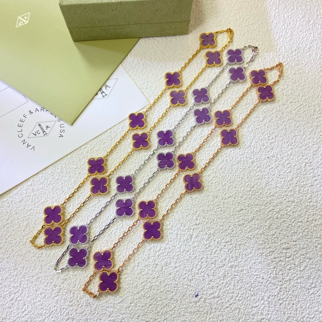 [LuxJewelry]CLOVER 10 MOTIFS  PURPLE VIOLET  NECKLACE