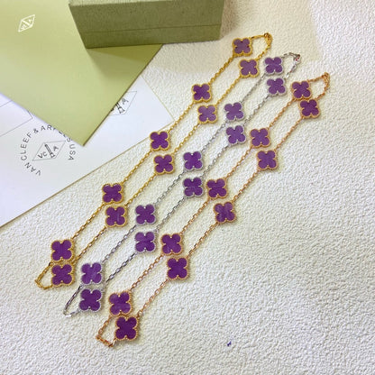 [LuxJewelry]CLOVER 10 MOTIFS  PURPLE VIOLET  NECKLACE