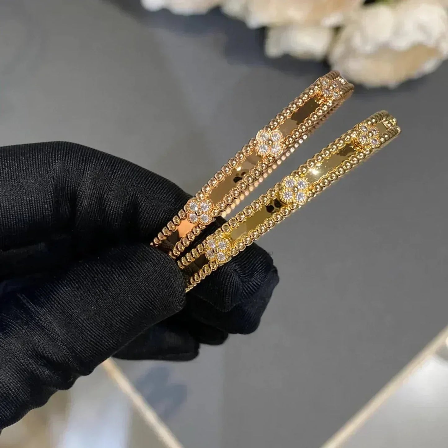 [LuxJewelry]CLOVER BRACELET 4MM DIAMONDS
