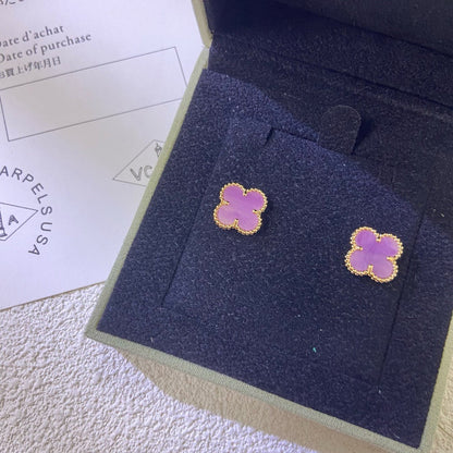 [LuxJewelry]CLOVER MINI 9.5MM  PURPLE VIOLET EARRINGS