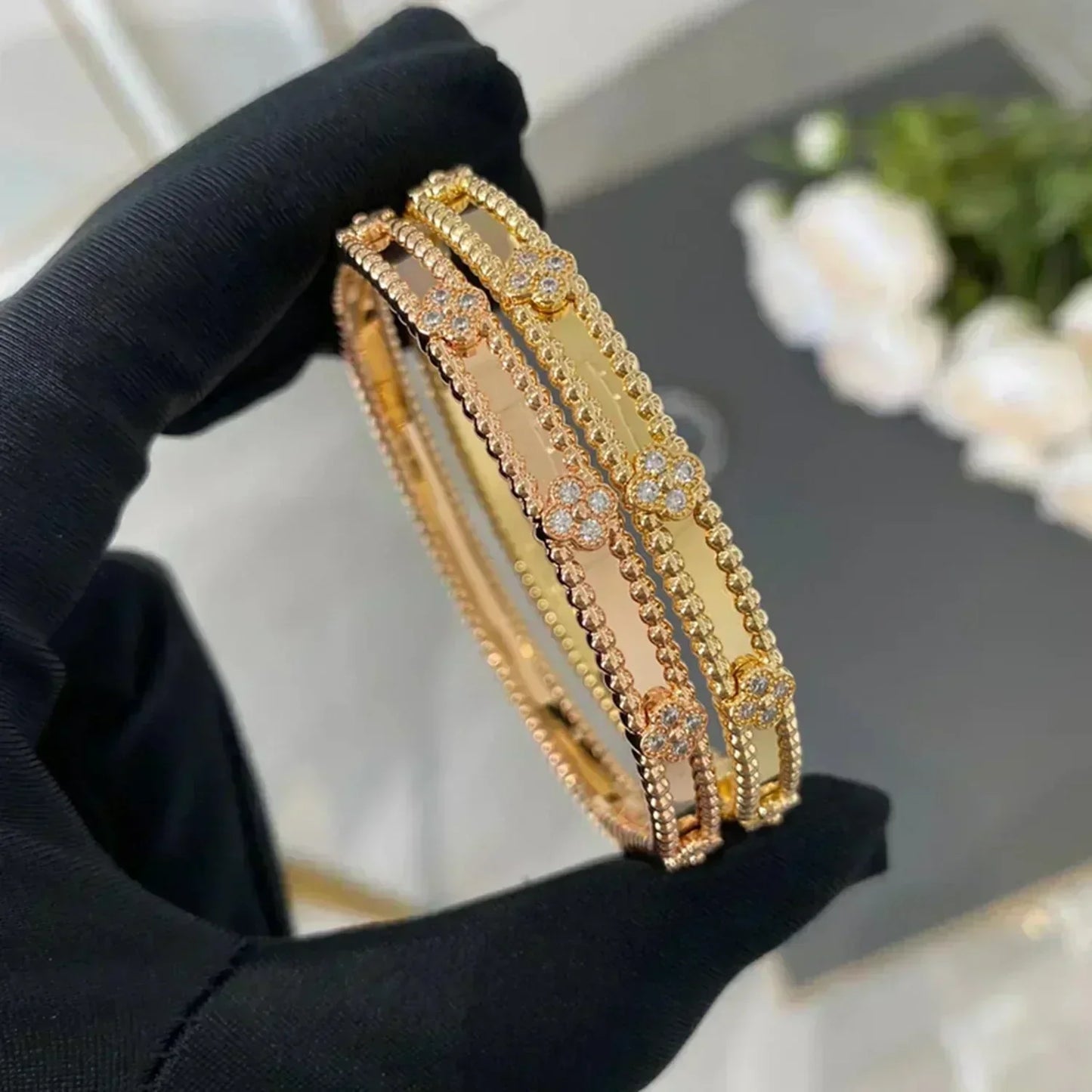 [LuxJewelry]CLOVER BRACELET 4MM DIAMONDS