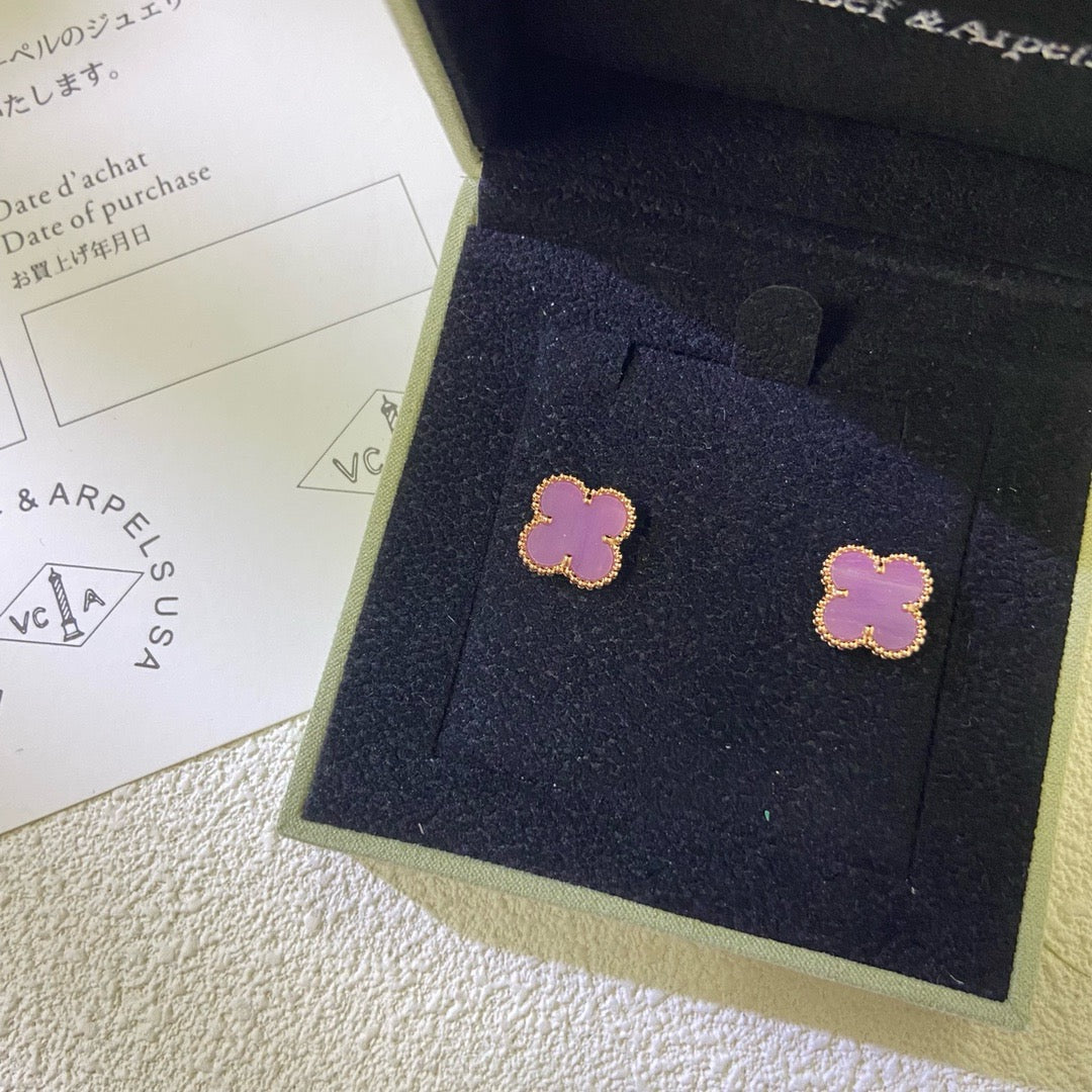 [LuxJewelry]CLOVER MINI 9.5MM  PURPLE VIOLET EARRINGS