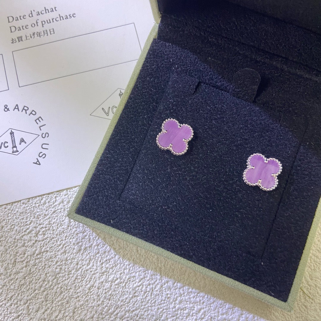 [LuxJewelry]CLOVER MINI 9.5MM  PURPLE VIOLET EARRINGS