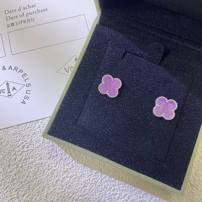 [LuxJewelry]CLOVER MINI 9.5MM  PURPLE VIOLET EARRINGS