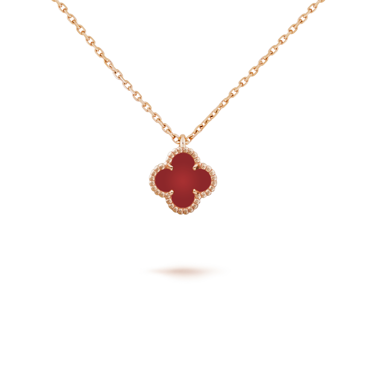 [LuxJewelry]CLOVER MINI 9.5MM WHITE CARNELIANS NECKLACE