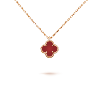 [LuxJewelry]CLOVER MINI 9.5MM WHITE CARNELIANS NECKLACE