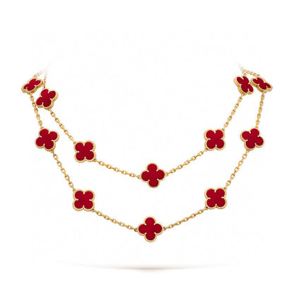 [LuxJewelry]CLOVER 20 MOTIFS CARNELIAN NECKLACE