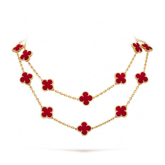 [LuxJewelry]CLOVER 20 MOTIFS CARNELIAN NECKLACE
